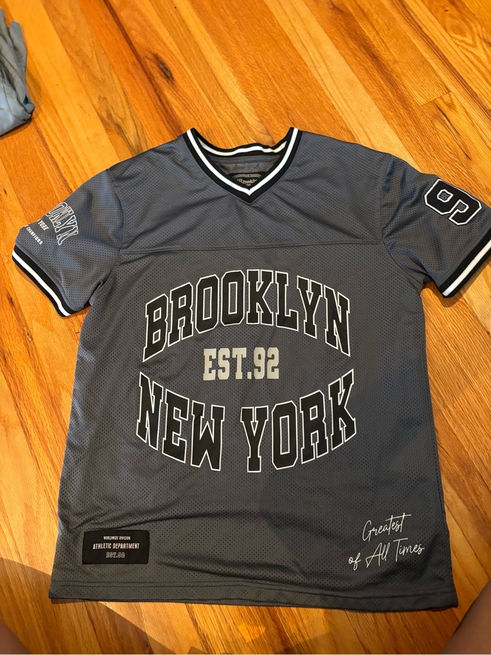 Brooklyn Cloth Gray and White Athletic Jersey